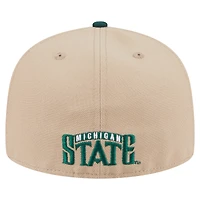 Men's New Era  Khaki Michigan State Spartans Throwback Two-Tone 59FIFTY Fitted Hat