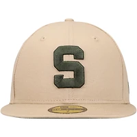 Men's New Era Tan Michigan State Spartans Camel & Rifle 59FIFTY Fitted Hat