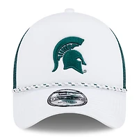 Casquette de camionneur réglable en mousse A-Frame 9FORTY New Era pour hommes, Michigan State Spartans Court Sport, blanc/vert