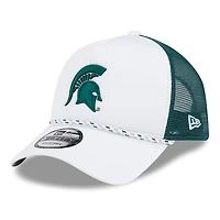 Casquette de camionneur réglable en mousse A-Frame 9FORTY New Era pour hommes, Michigan State Spartans Court Sport, blanc/vert