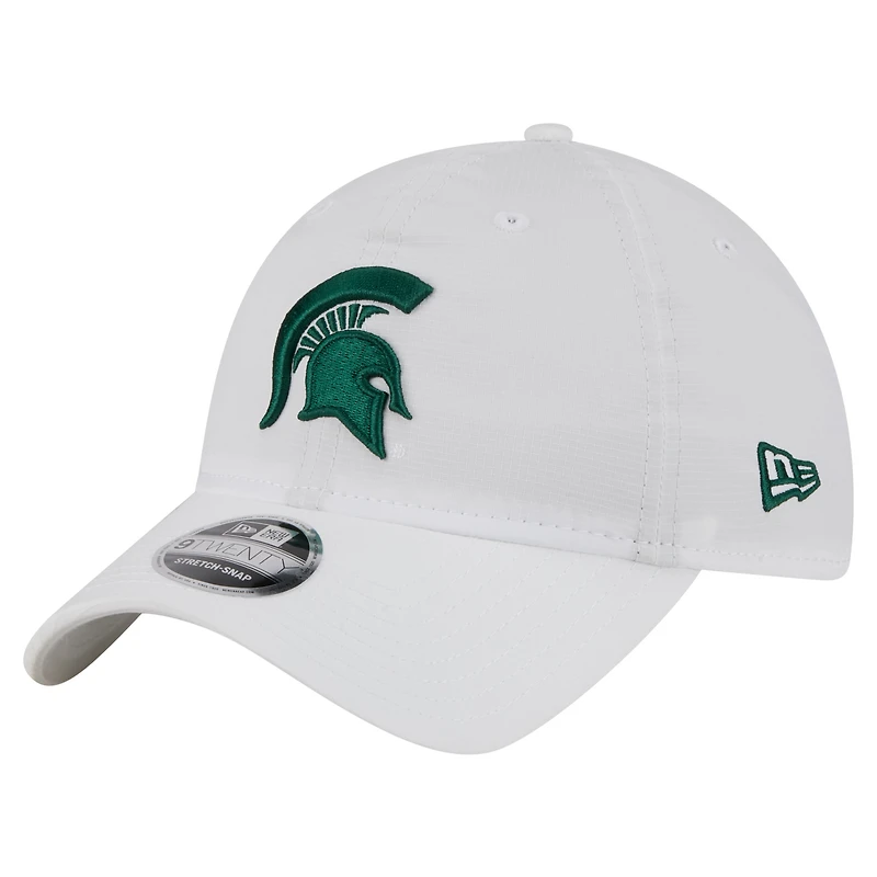 Casquette ajustable New Era blanche Michigan State Spartans Active Ripstop 9TWENTY pour homme