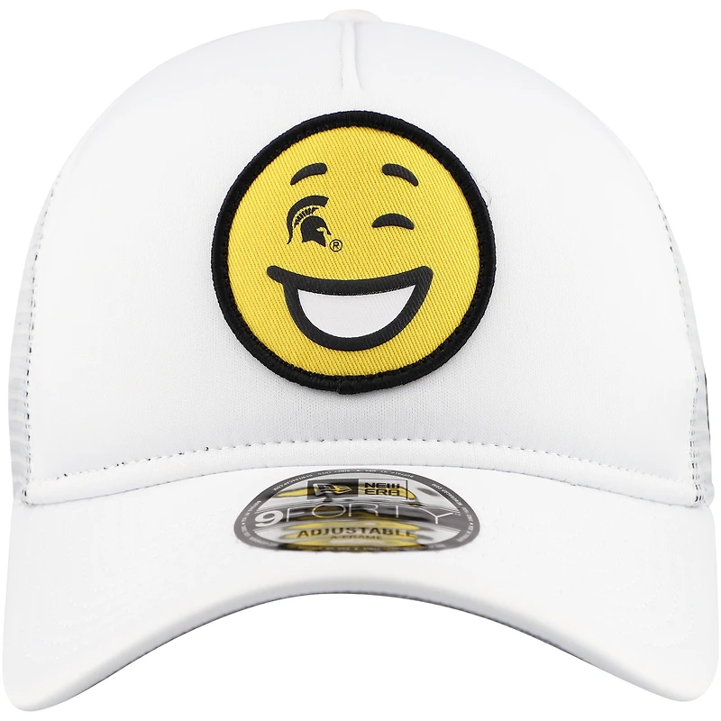 Casquette réglable Wink Foam Trucker New Era pour hommes, Michigan State Spartans, blanc