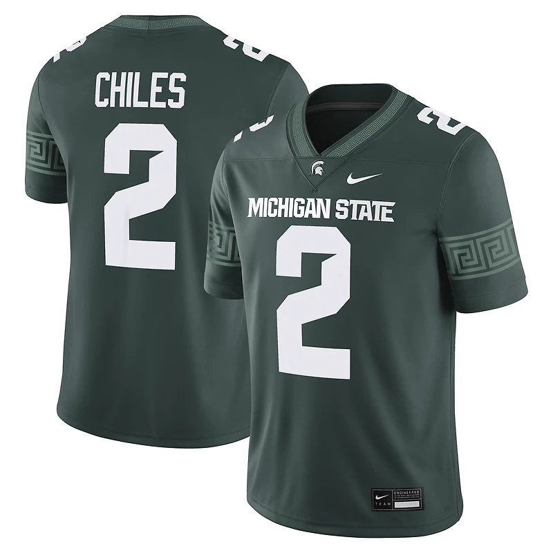 Maillot de football américain NIL Michigan State Spartans vert Nike Aidan Chiles pour homme