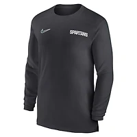 Men's Nike Anthracite Michigan State Spartans 2024 Sideline Coach UV Performance Long Sleeve T-Shirt