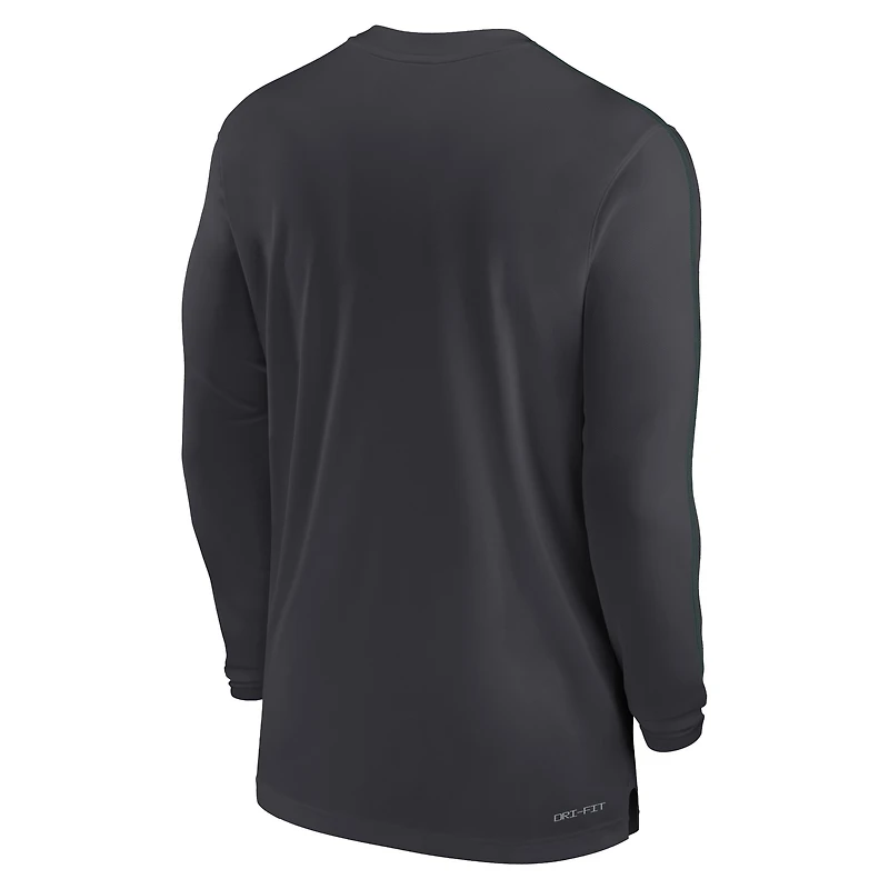 Men's Nike Anthracite Michigan State Spartans 2024 Sideline Coach UV Performance Long Sleeve T-Shirt