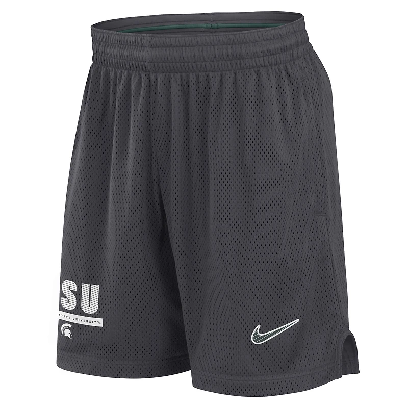 Men's Nike Anthracite Michigan State Spartans 2024 Sideline Performance Mesh Shorts