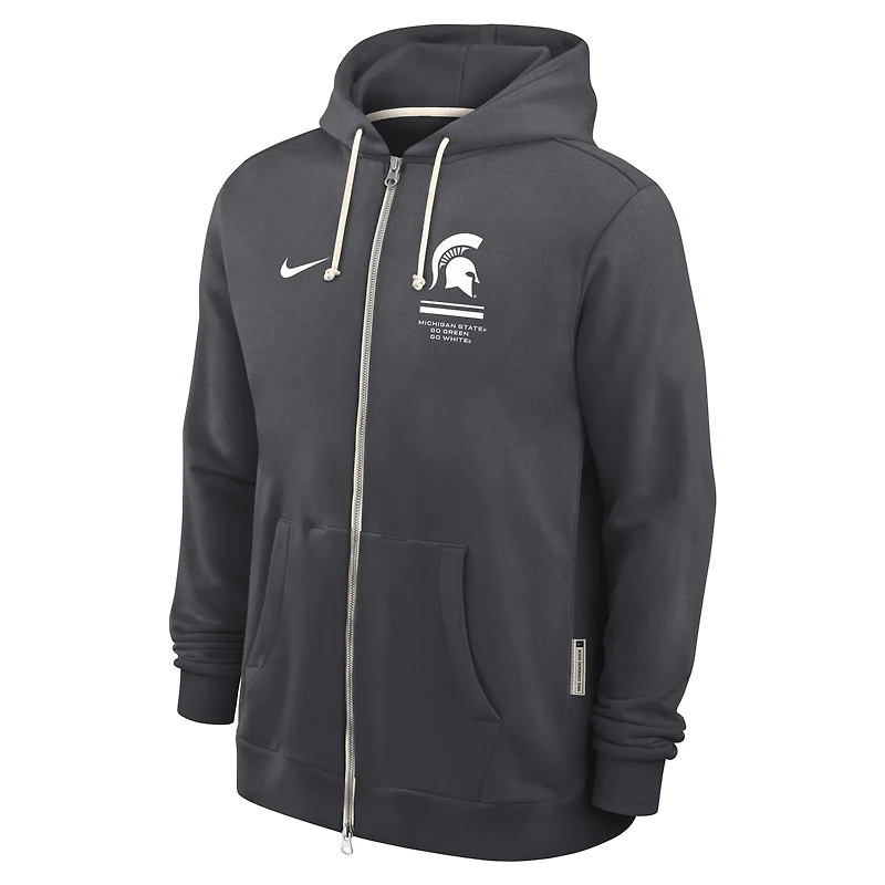 Sweat à capuche zippé Nike vert Michigan State Spartans 2026 Sideline Standard Issue Dri-FIT pour homme