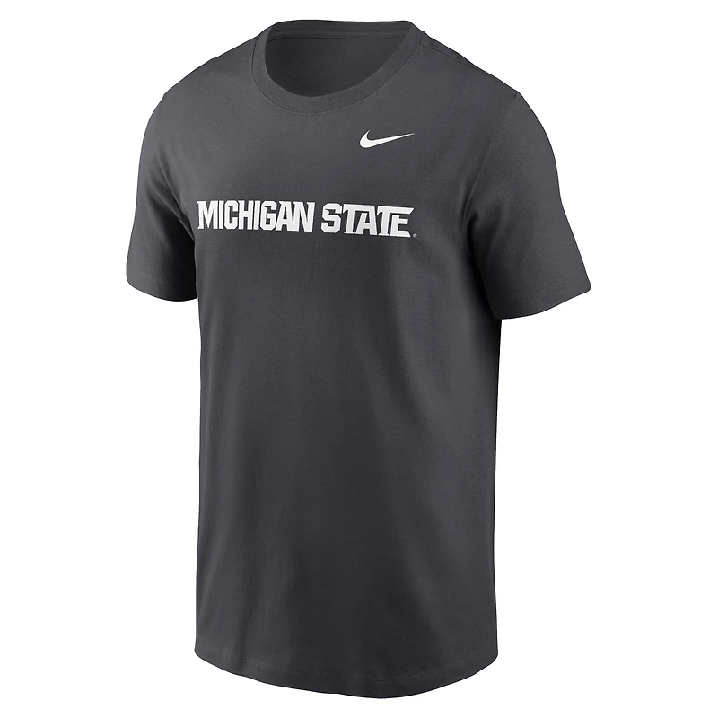 T-shirt Nike pour homme, anthracite, Michigan State Spartans Primetime Wordmark