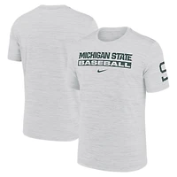 T-shirt Nike pour homme, motif emblème de baseball, Ash Michigan State Spartans Velocity