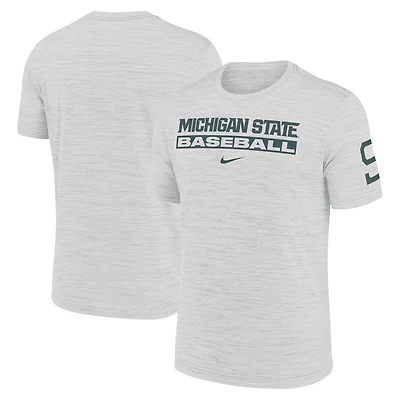 Men's Nike Ash Michigan State Spartans Velocity Baseball Wordmark Stack Dri-FIT T-Shirt