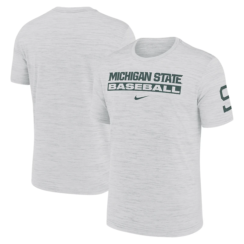 Men's Nike Green Michigan State Spartans Velocity Baseball Wordmark Stack Dri-FIT T-Shirt