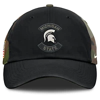 Casquette ajustable Nike noire/camouflage Michigan State Spartans 2025 Military Appreciation Club pour homme
