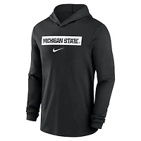 Men's Nike Black Michigan State Spartans 2024 Sideline Hoodie Performance Long Sleeve T-Shirt