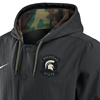 Men's Nike Black Michigan State Spartans 2025 NCAA Military Appreciation Full-Snap Jacket
