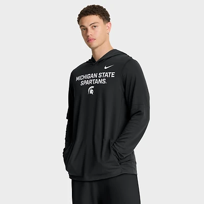 Men's Nike Michigan State Spartans 2025 Sideline Dri-FIT Long Sleeve Hoodie T-Shirt