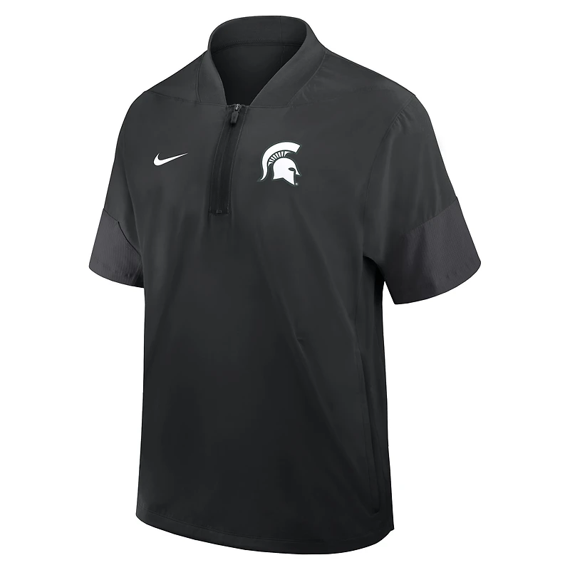 Men's Nike Michigan State Spartans 2025 Sideline Short Sleeve Quarter-Zip Dri-FIT Coach Jacket