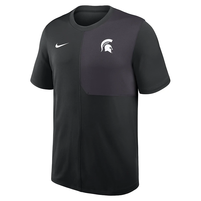 Maillot d'entraîneur Nike noir Michigan State Spartans 2025 Sideline UV Dri-FIT pour homme
