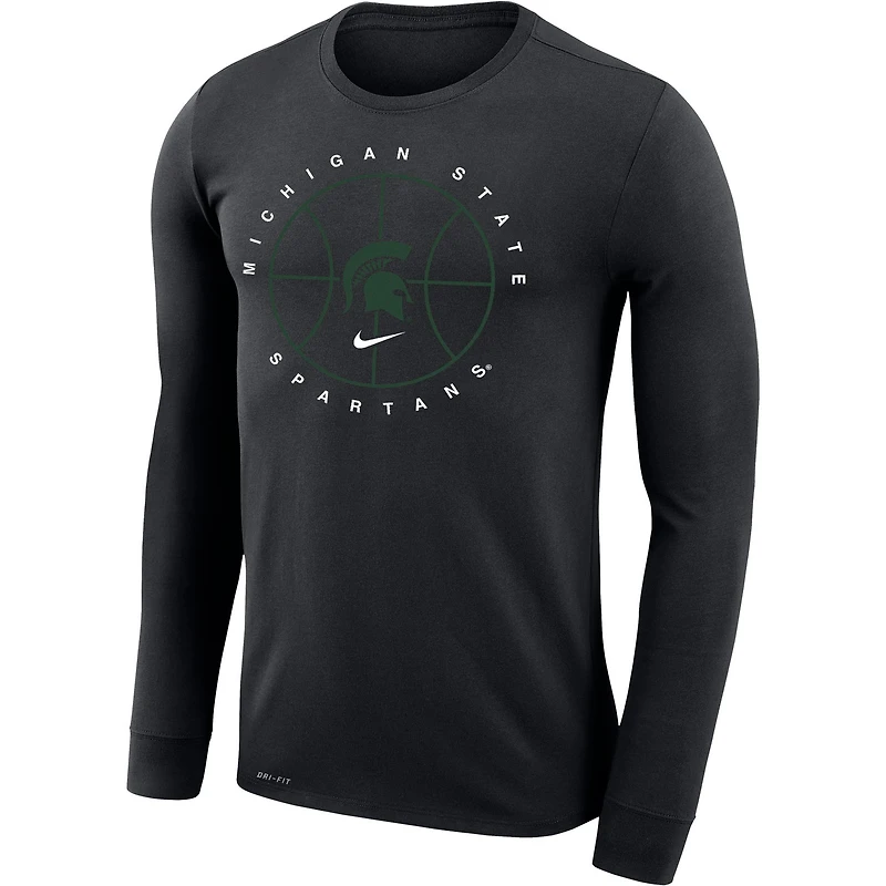 T-shirt à manches longues Nike Michigan State Spartans Basketball Icon Legend Performance pour homme