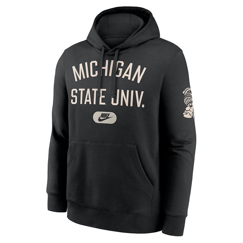 Sweat à capuche Nike noir Michigan State Spartans Club Fleece Fashion pour homme