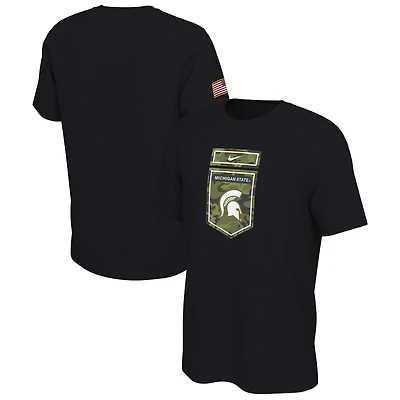 T-shirt Nike Michigan State Spartans Veterans Camo noir pour homme
