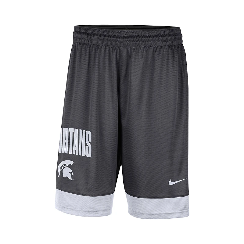 Short Fast Break pour Homme Michigan State Spartans Nike Charbon de bois/Blanc