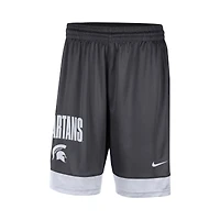 Short Fast Break pour Homme Michigan State Spartans Nike Charbon de bois/Blanc