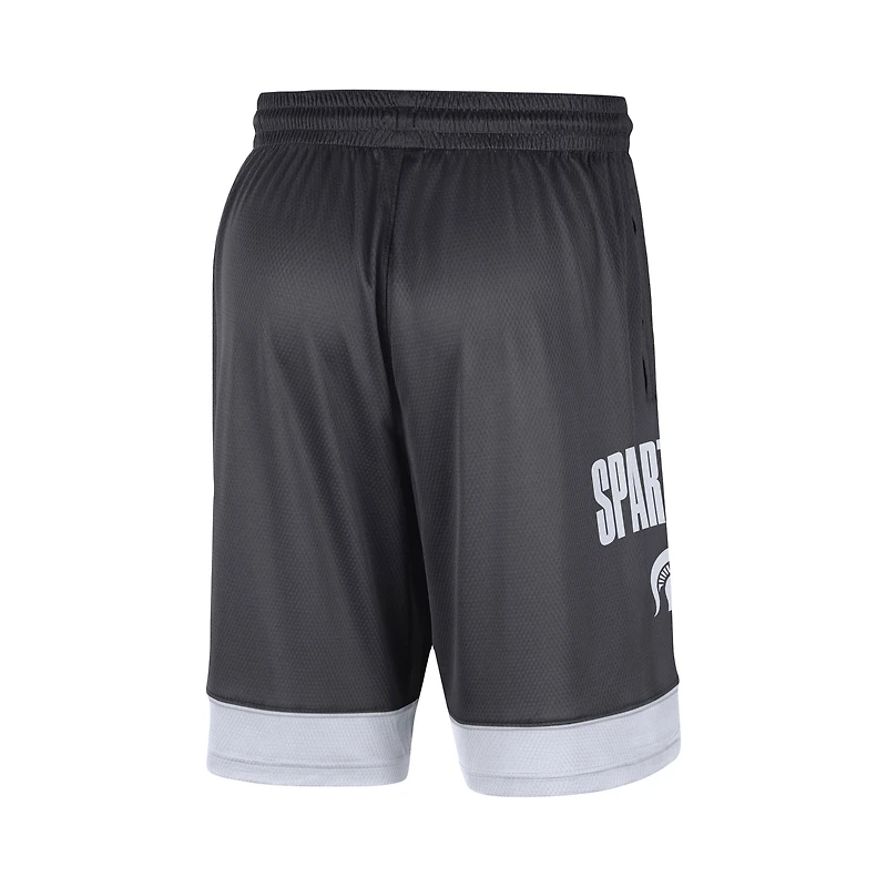 Short Fast Break pour Homme Michigan State Spartans Nike Charbon de bois/Blanc