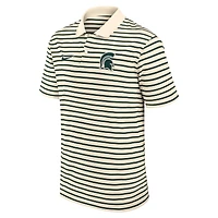 Men's Nike Cream Michigan State Spartans Primary Logo Striped Dri-FIT Polo