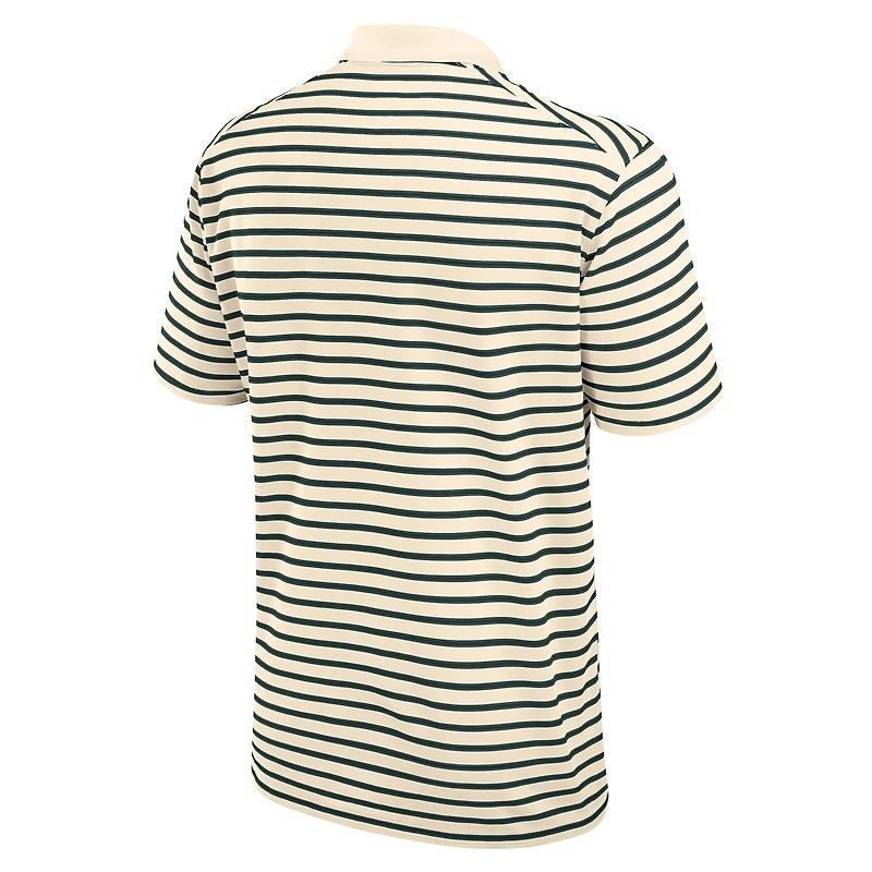 Men's Nike Cream Michigan State Spartans Primary Logo Striped Dri-FIT Polo