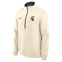 Pull-over à demi-zip en polaire Nike Primetime Club Michigan State Spartans crème pour homme