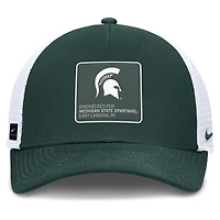 Casquette ajustable Nike Michigan State Spartans 2025 On-Field Rise Engineered Trucker pour homme, vert forêt/blanc