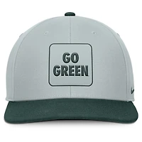 Men's Nike Gray/Green Michigan State Spartans 2025 Sideline Campus Pro Local Snapback Hat