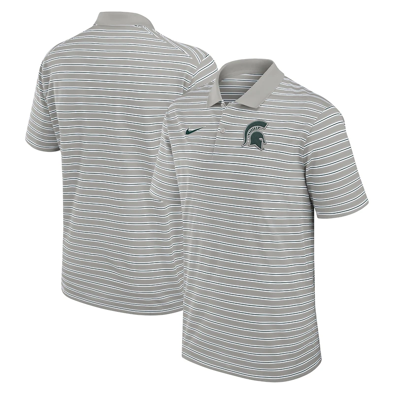 Polo Nike Dri-FIT rayé Primetime Victory pour homme, gris/blanc, Michigan State Spartans