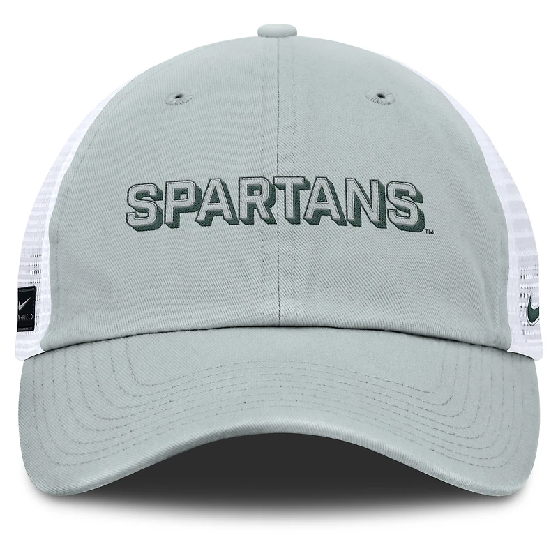 Men's Nike Gray Michigan State Spartans 2025 Gameday On-Field Club Adjustable Trucker Hat