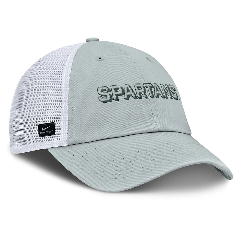 Men's Nike Gray Michigan State Spartans 2025 Gameday On-Field Club Adjustable Trucker Hat