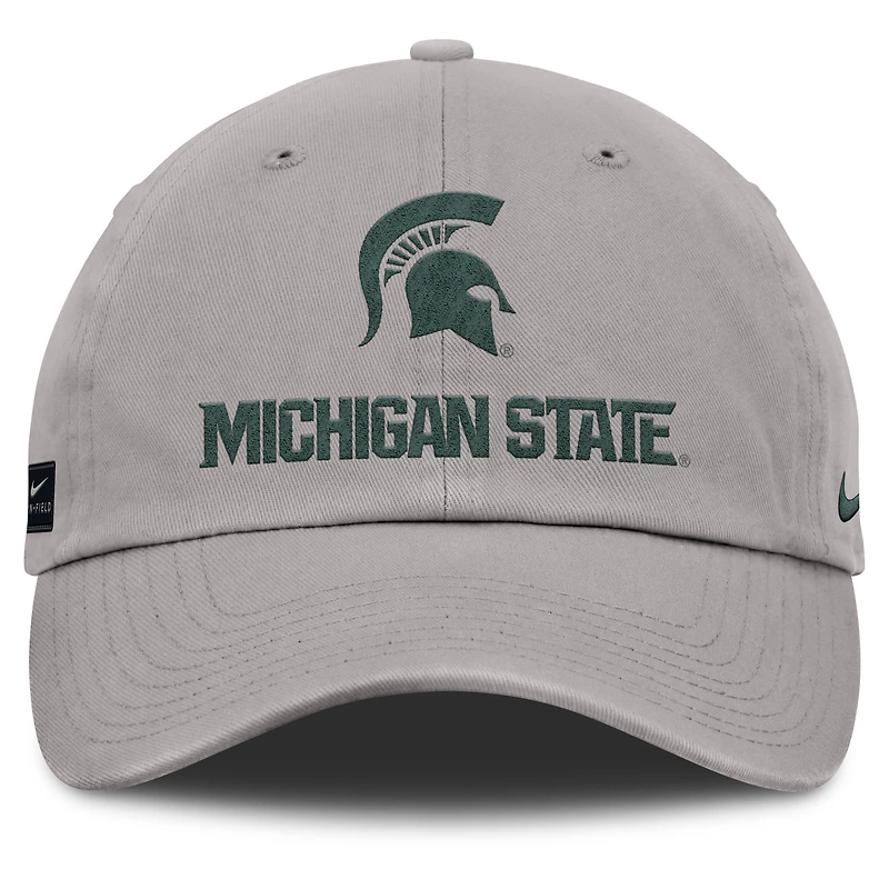Casquette ajustable Nike grise Michigan State Spartans 2025 Sideline Club pour homme