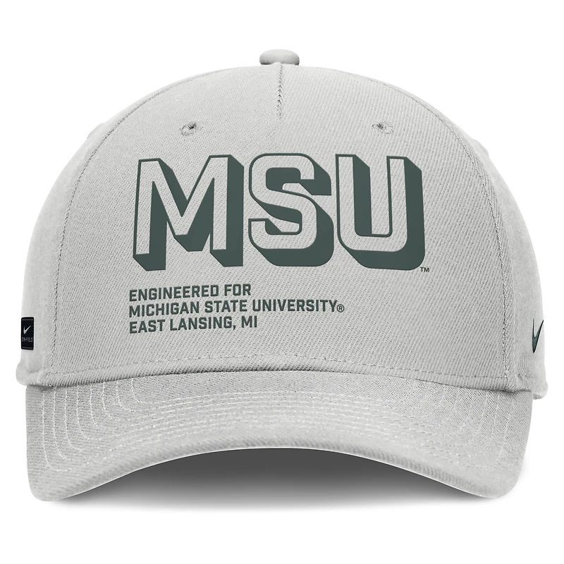 Casquette ajustable Nike grise Michigan State Spartans 2025 Sideline Dust Pinched Rise pour homme