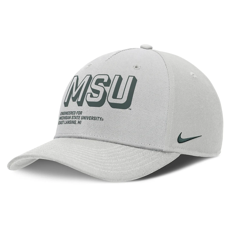 Casquette ajustable Nike grise Michigan State Spartans 2025 Sideline Dust Pinched Rise pour homme