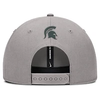 Casquette ajustable Nike grise pour homme, modèle Michigan State Spartans 2025 Sideline Rise Practice