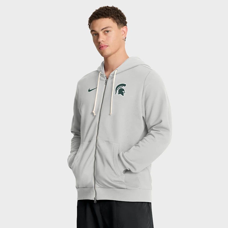 Sweat à capuche Nike gris Michigan State Spartans 2025 Sideline Standard Issue Dri-FIT entièrement zippé pour homme