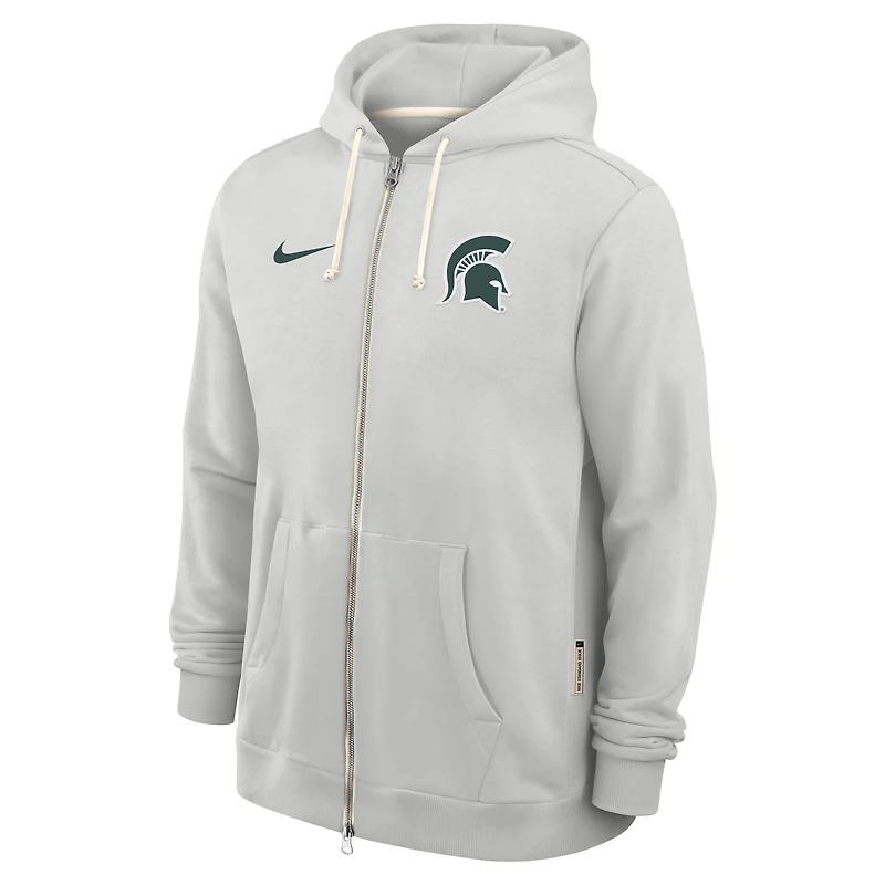 Men's Nike Michigan State Spartans 2025 Sideline Standard Issue Dri-FIT Full-Zip Hoodie