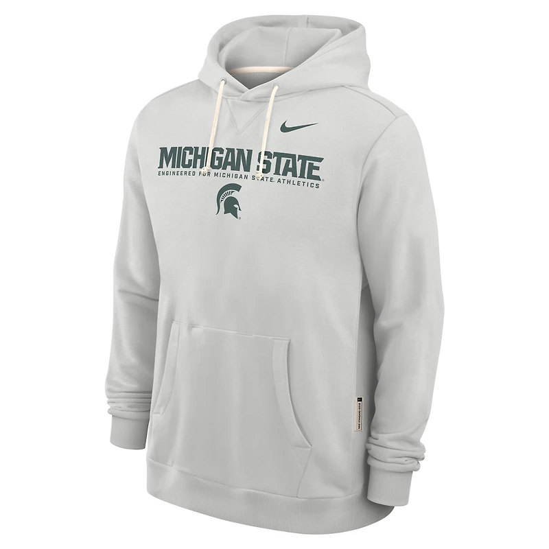 Sweat à capuche Nike Michigan State Spartans 2025 Sideline Standard Issue Dri-FIT pour homme, gris