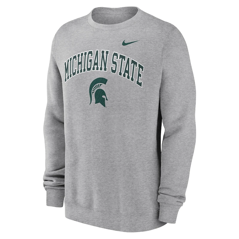 Sweat-shirt Nike gris à manches longues Arch des Spartans de l'État du Michigan pour homme
