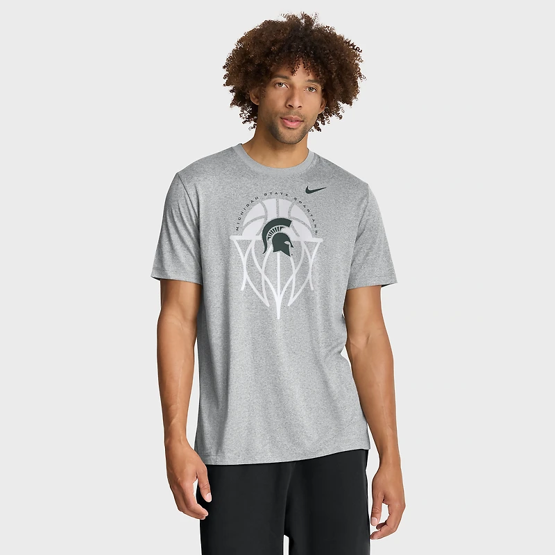 T-shirt Nike gris pour homme Michigan State Spartans Basketball Icon Legend Dri-FIT