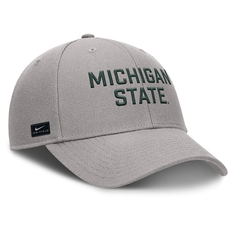 Casquette d'entraînement ajustable Nike grise Michigan State Spartans Rise pour homme