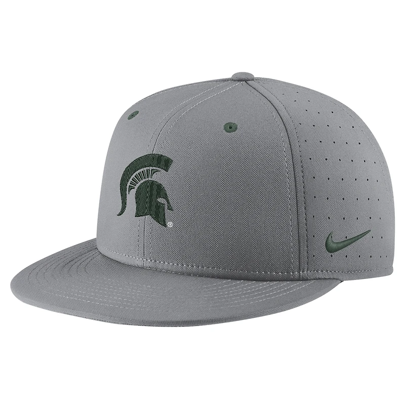 Men's Nike Gray Michigan State Spartans USA Side Patch True AeroBill Performance Fitted Hat