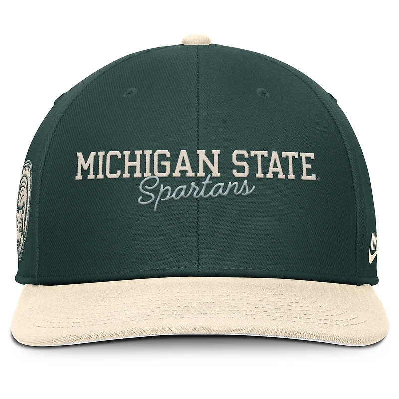Casquette Nike Pro Legacy Snapback Michigan State Spartans Vert/Crème pour homme