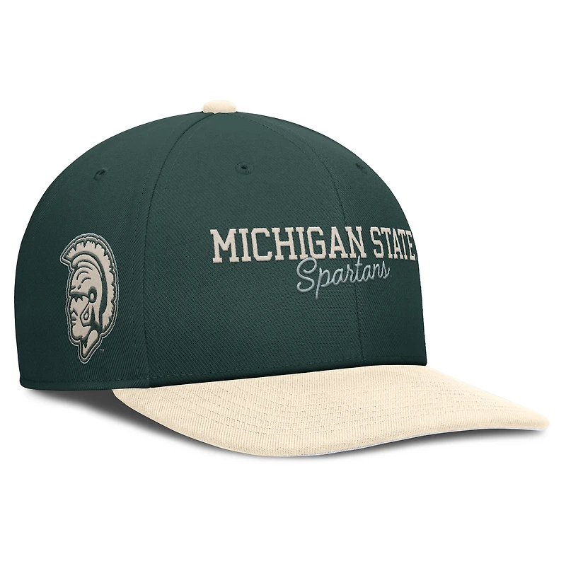 Casquette Nike Pro Legacy Snapback Michigan State Spartans Vert/Crème pour homme