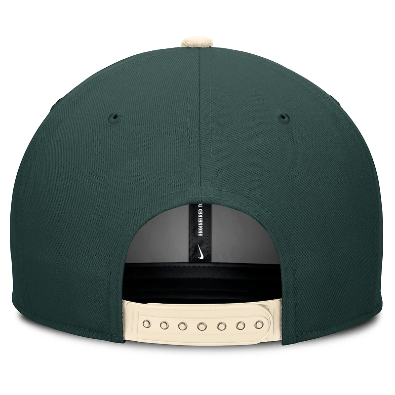 Casquette Nike Pro Legacy Snapback Michigan State Spartans Vert/Crème pour homme