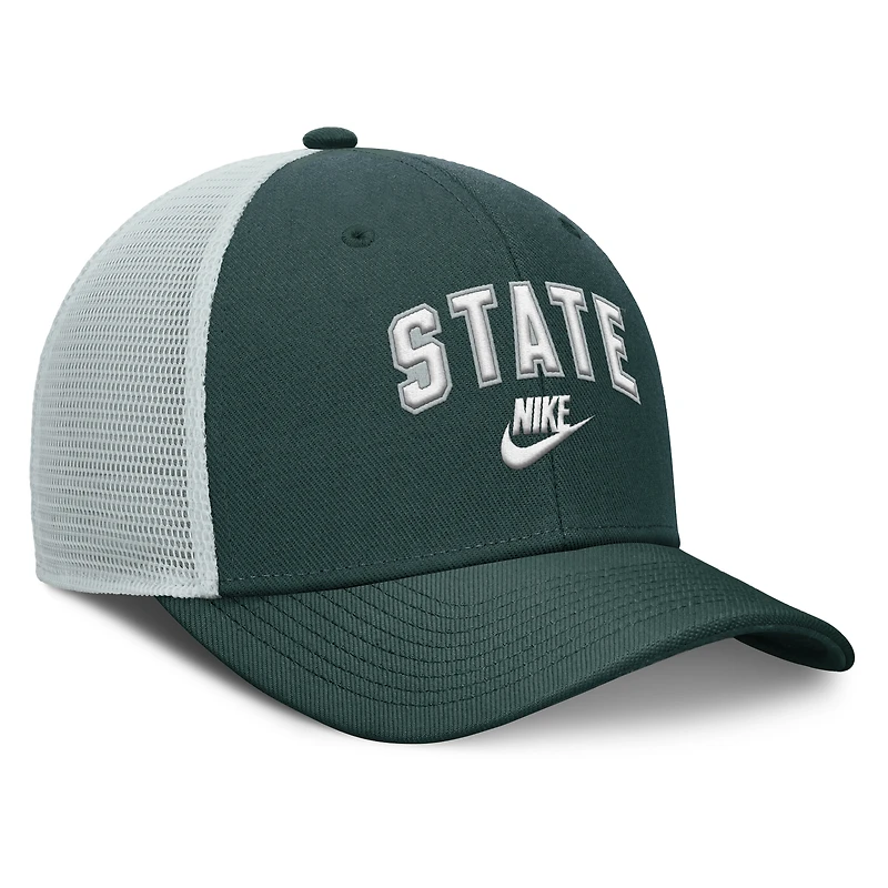 Men's Nike Green/Gray Michigan State Spartans Legacy Arch Rise Performance Trucker Adjustable Hat